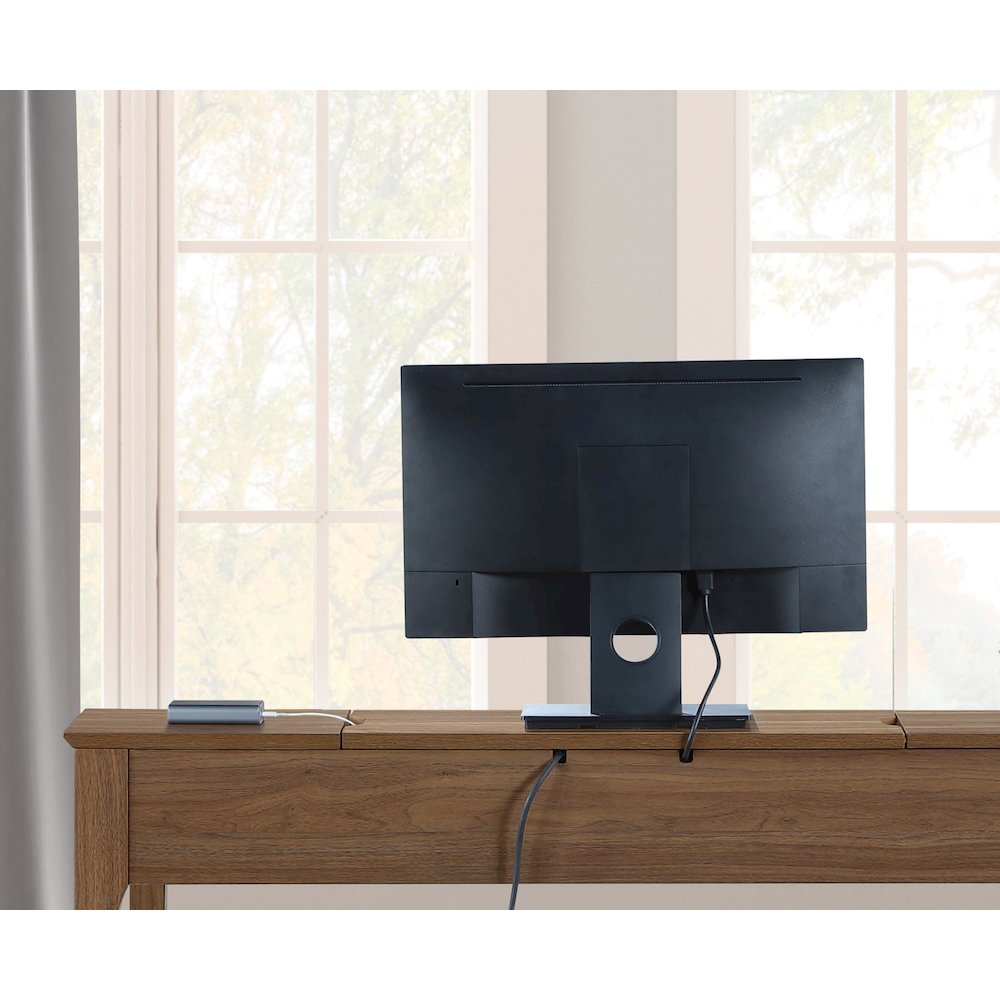 Angelina Desk with Shelf Storage Hutch with Majestic Walnut Finish. Picture 7