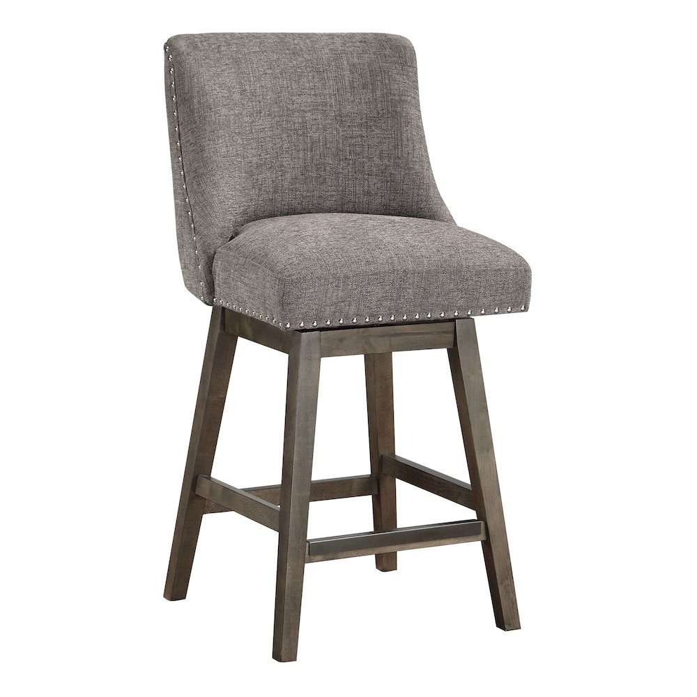 Granville 26" Swivel Counter Stool with Grey Legs in Charcoal Fabric. Picture 1