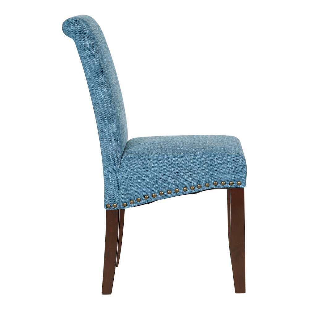 Parsons Chair with Antique Bronze Nail Heads in Navy Fabric. Picture 2