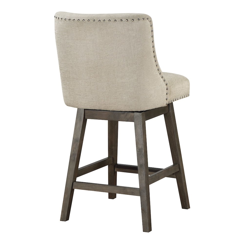 Granville 26" Swivel Counter Stool with Grey Legs in Wheat Fabric. Picture 4