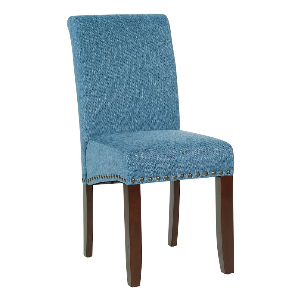 Parsons Chair with Antique Bronze Nail Heads in Navy Fabric. Picture 1