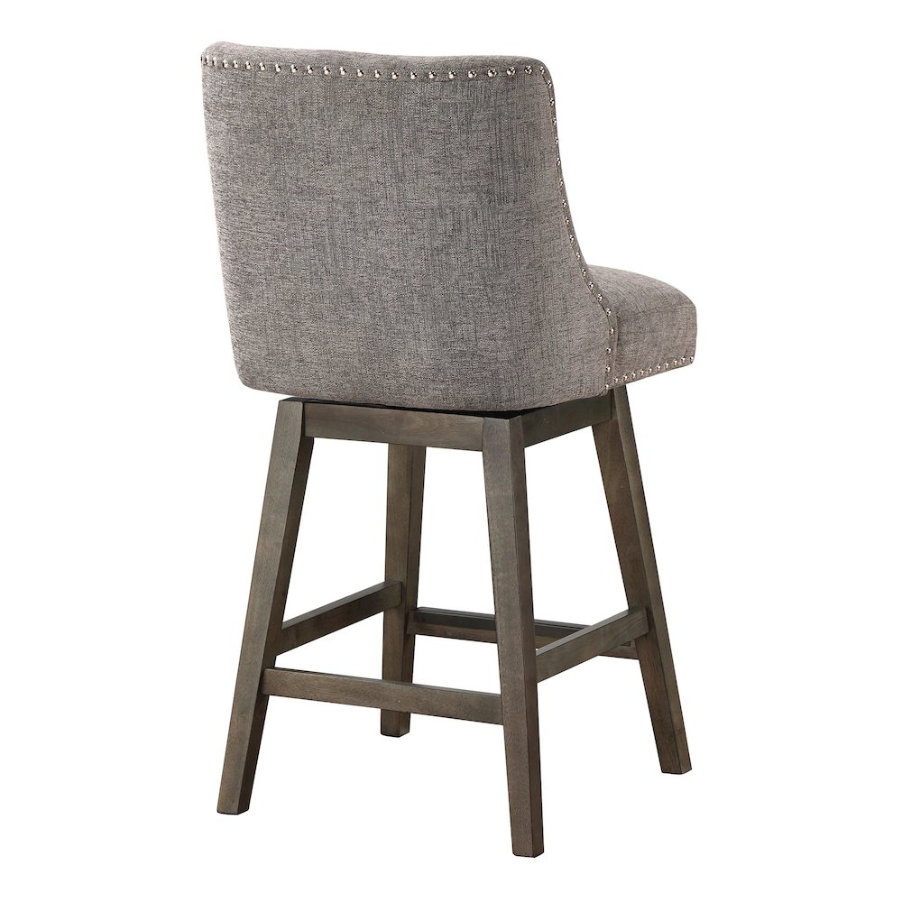 Granville 26" Swivel Counter Stool with Grey Legs in Charcoal Fabric. Picture 4