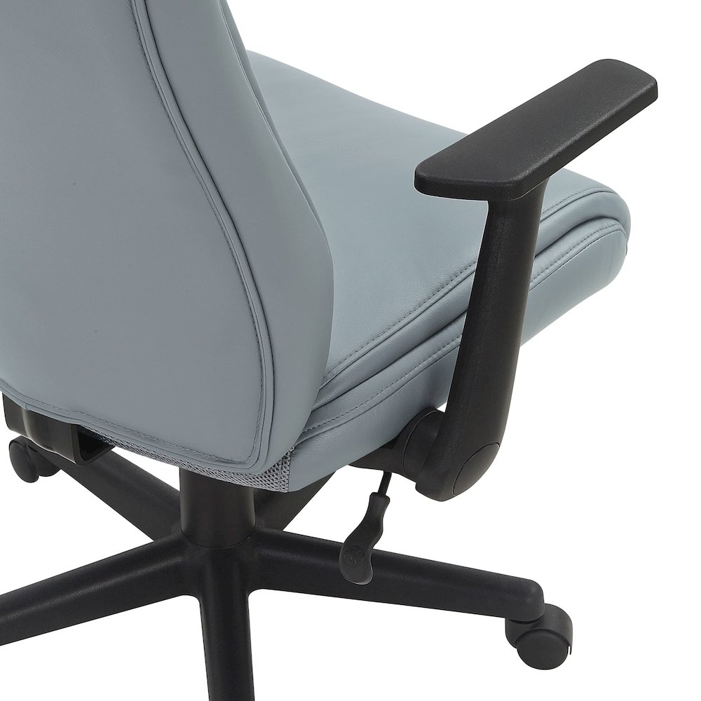 Mid-Back Managers Chair with Flip Up Arms in Charcoal Grey Faux Leather. Picture 9