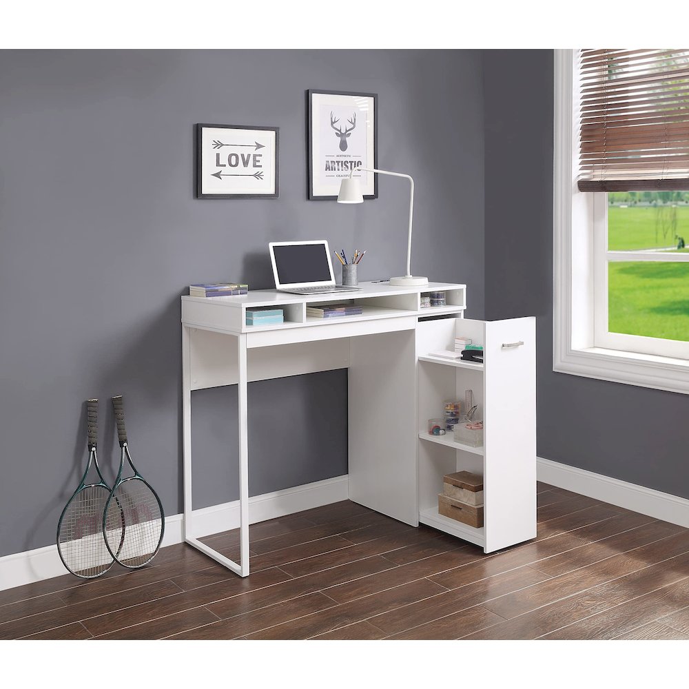 Ravel 47"W Desk with Storage in White Finish KD, RV9848-WH. Picture 6