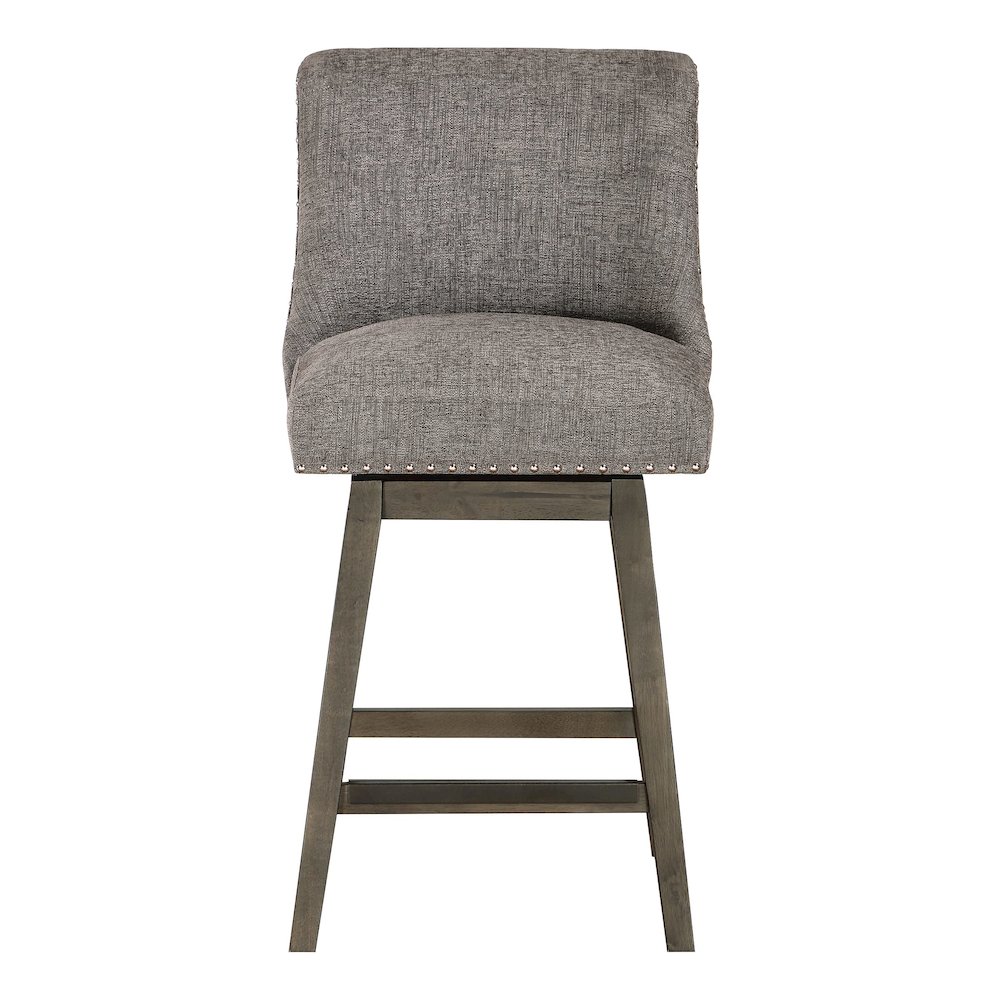 Granville 26" Swivel Counter Stool with Grey Legs in Charcoal Fabric. Picture 5