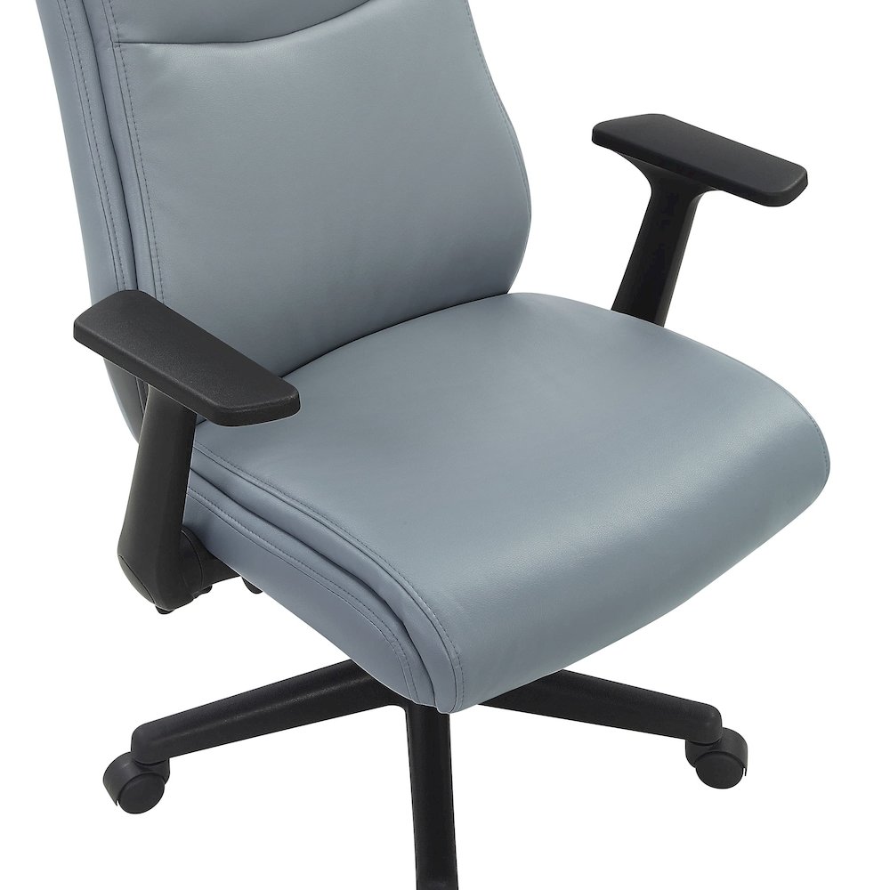 Mid-Back Managers Chair with Flip Up Arms in Charcoal Grey Faux Leather. Picture 8