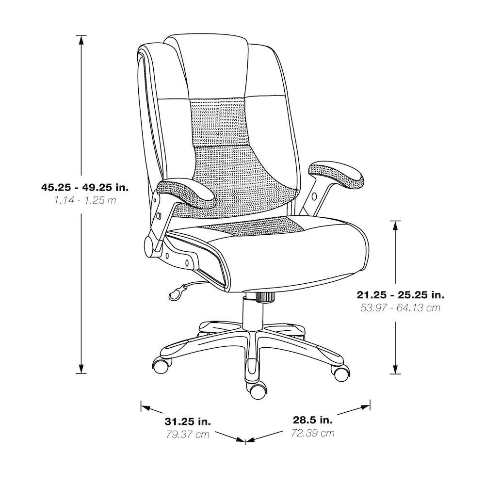 Exec Bonded Lthr Office Chair, Charcoal Grey / Titanium. Picture 3