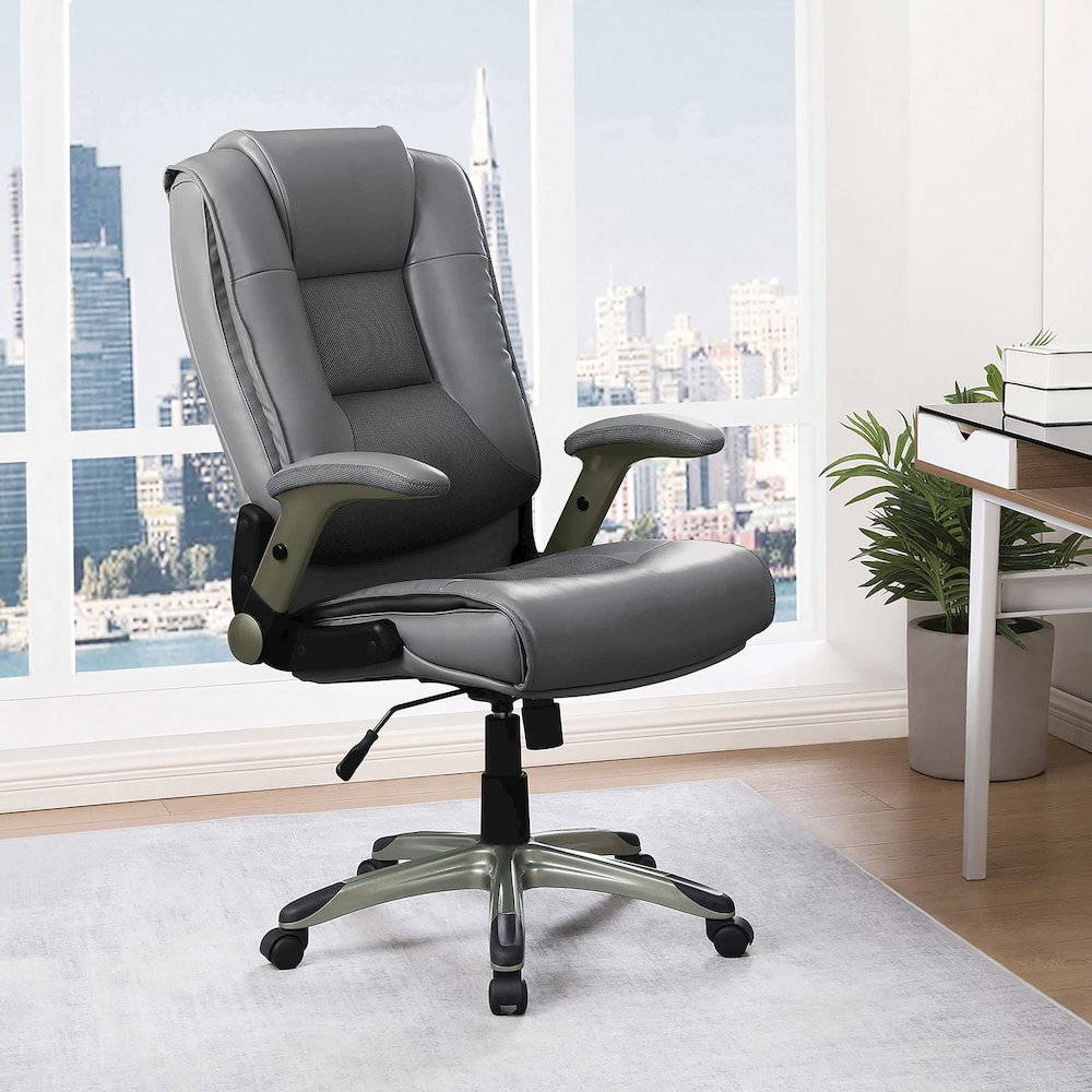 Exec Bonded Lthr Office Chair, Charcoal Grey / Titanium. Picture 2