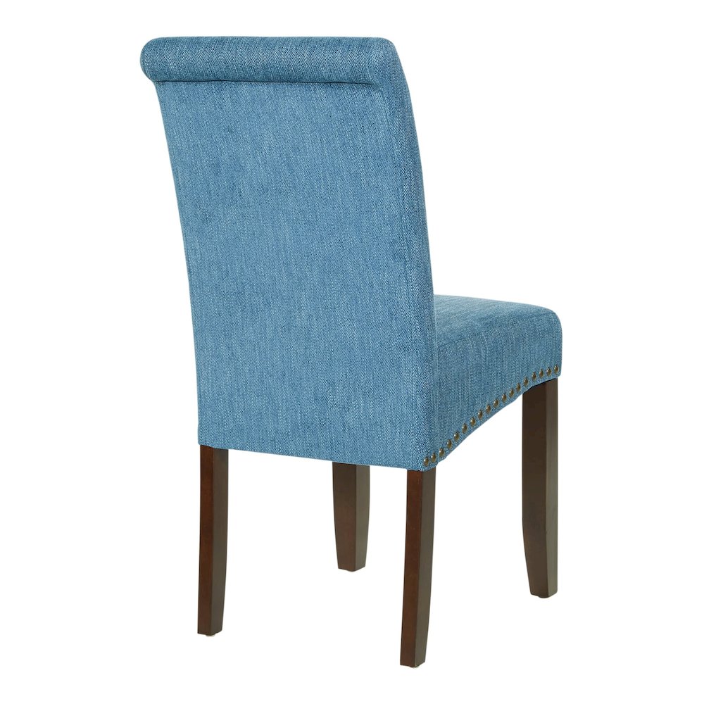 Parsons Chair with Antique Bronze Nail Heads in Navy Fabric. Picture 4
