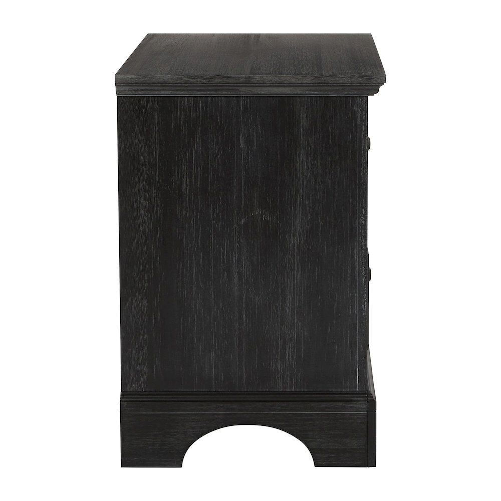 Farmhouse Basics 2 Drawer Nightstand with Tray in Rustic Black Finish, BP-4200-11B. Picture 2