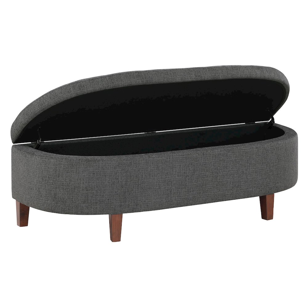 Jaycee 60" Storage Bench in Charcoal Fabric. Picture 2