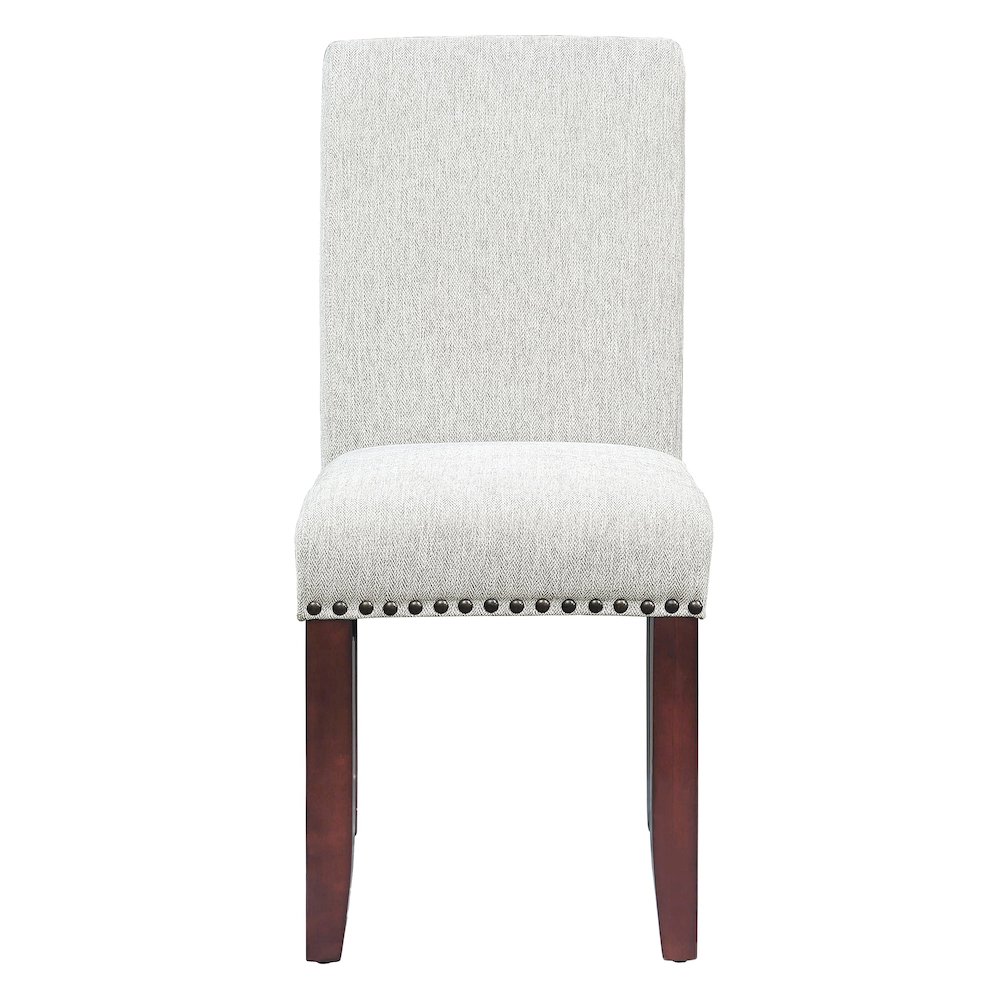 Parsons Chair with Antique Bronze Nail Heads in Smoke Fabric. Picture 4
