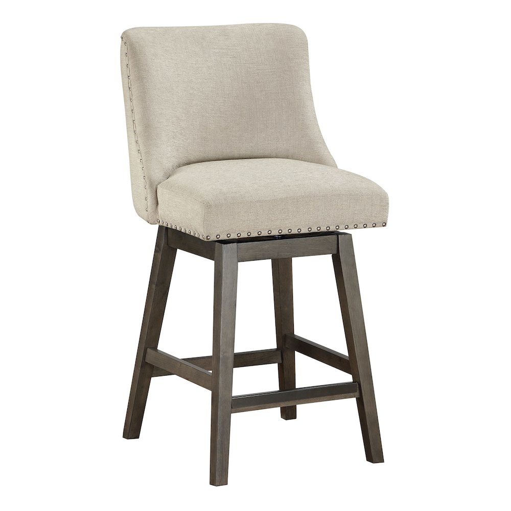Granville 26" Swivel Counter Stool with Grey Legs in Wheat Fabric. Picture 1