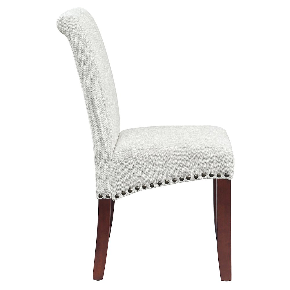 Parsons Chair with Antique Bronze Nail Heads in Smoke Fabric. Picture 2