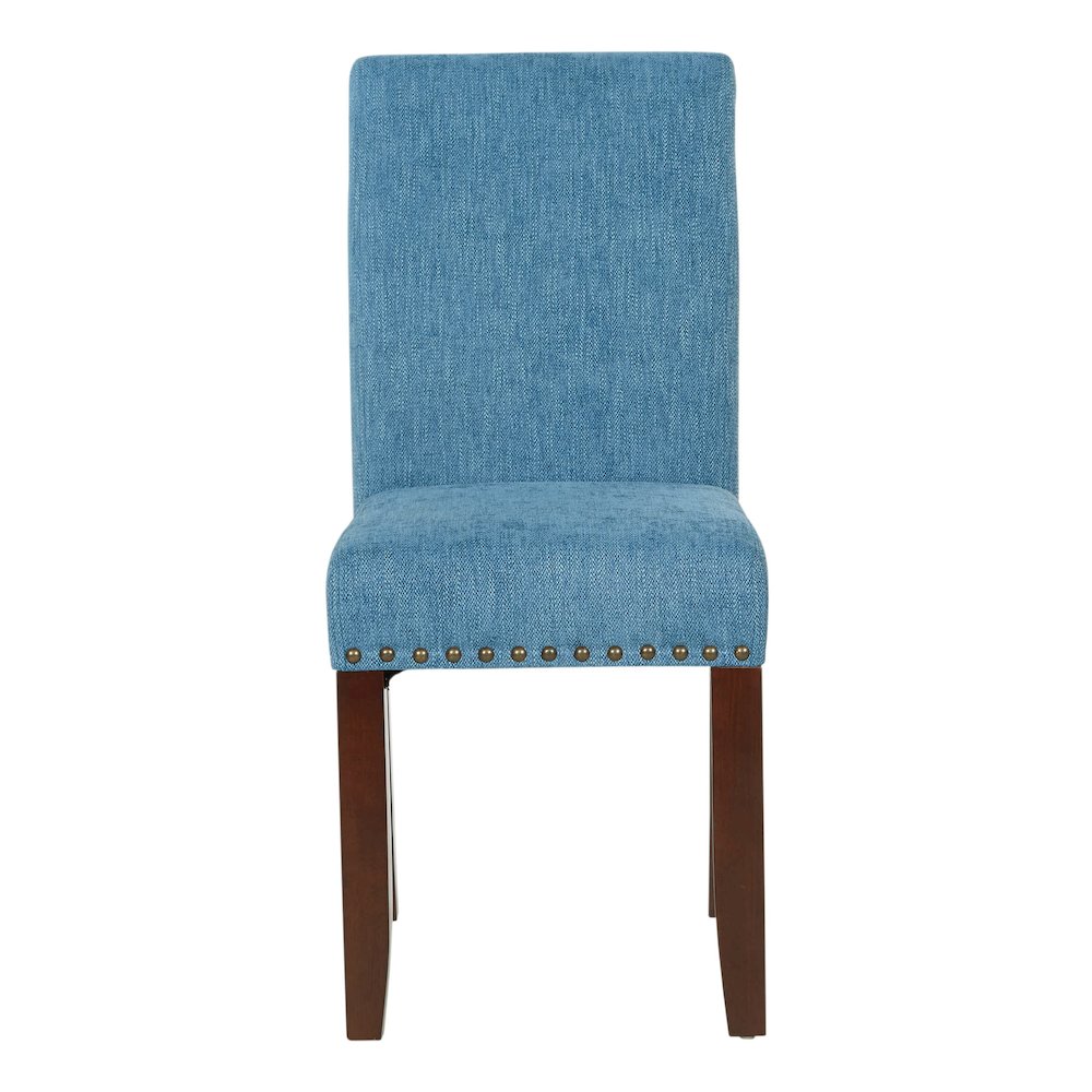 Parsons Chair with Antique Bronze Nail Heads in Navy Fabric. Picture 5