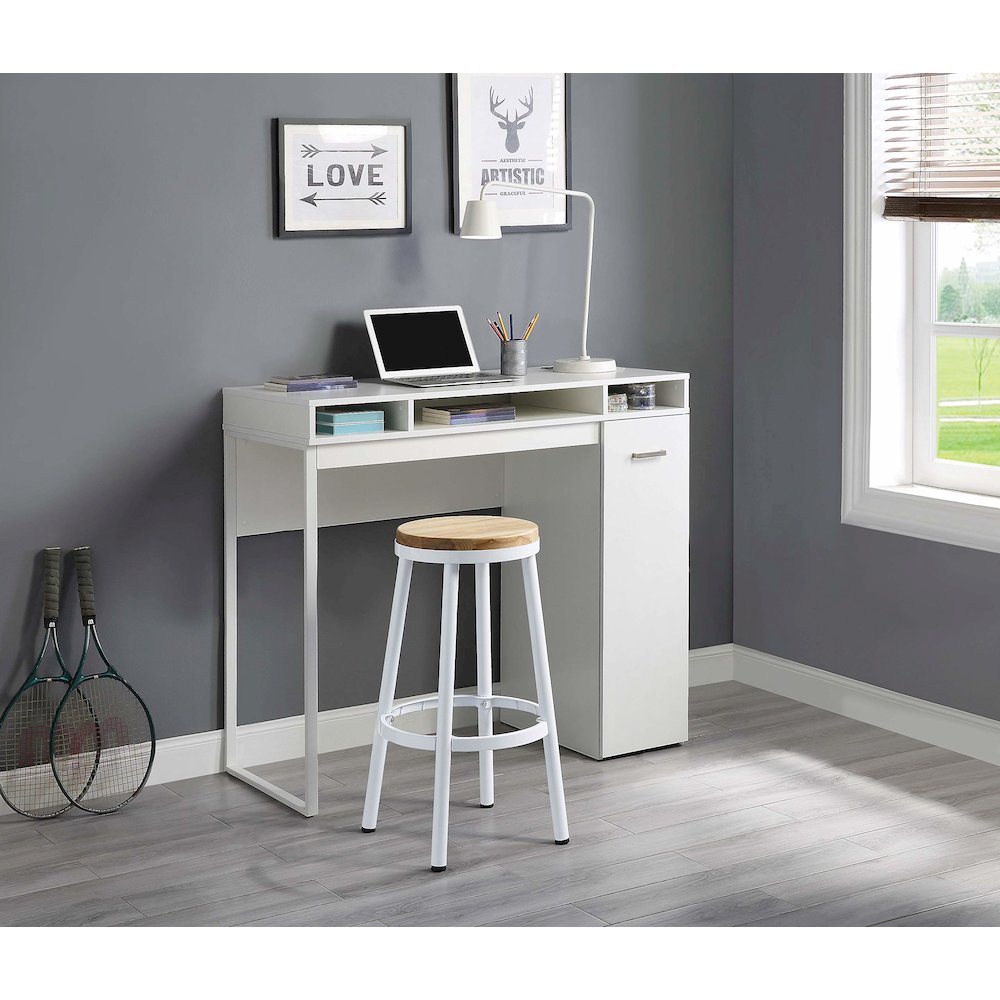 Ravel 47"W Desk with Storage in White Finish KD, RV9848-WH. Picture 5
