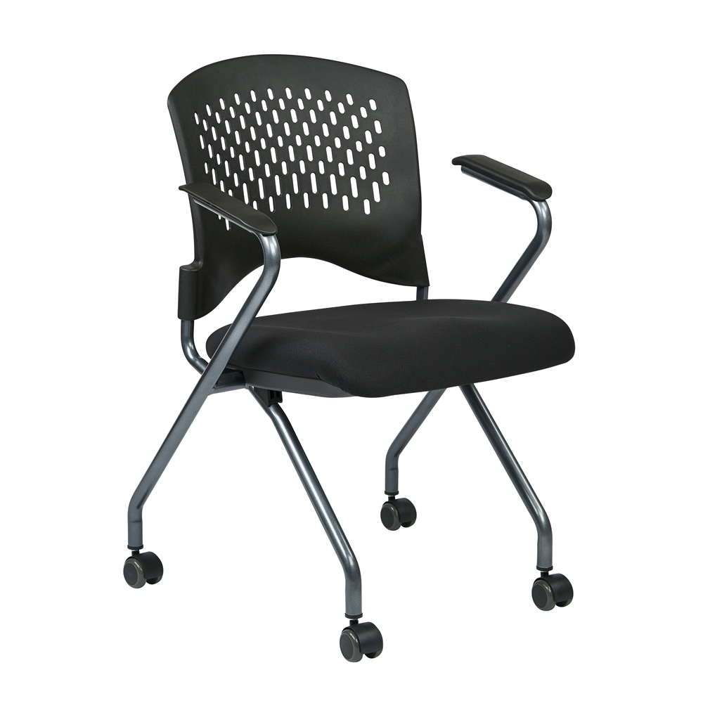 Deluxe Folding Chair with Ventilated Plastic Wrap Around Back. Picture 1