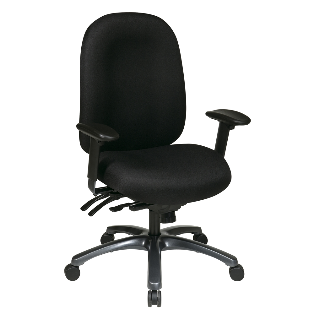 Multi-Function High Back Chair with Seat Slider and Titanium Finish Base. Picture 1