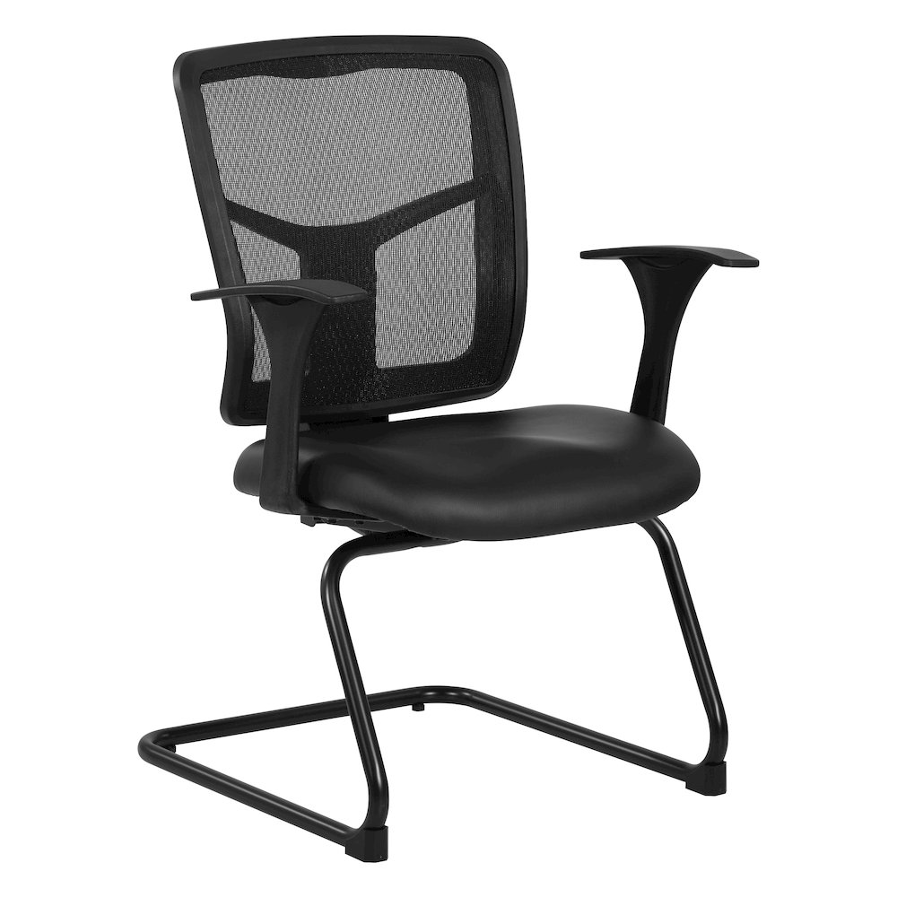 ProGrid Mesh Back Visitor’s Chair in Dillon Black Fabric with Arms. Picture 1