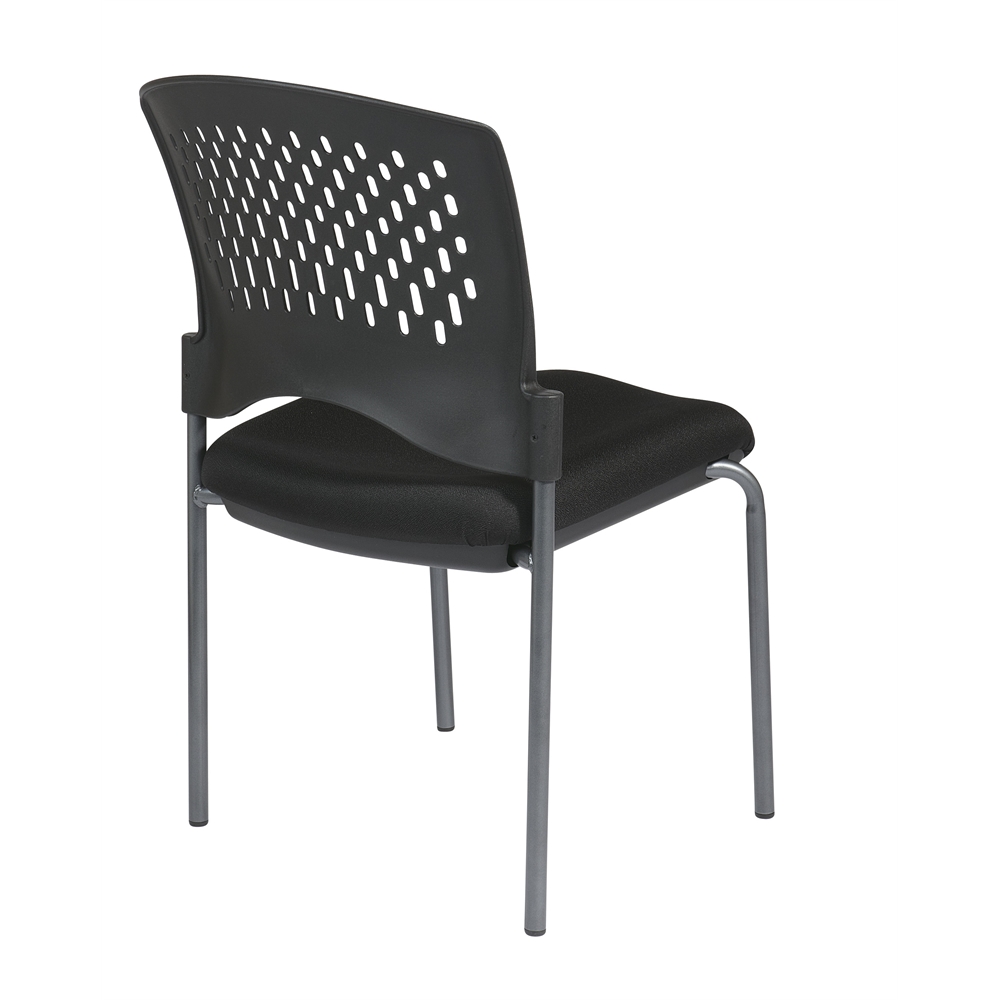 Titanium Finish Armless Visitors Chair with Ventilated Plastic Wrap Around Back. Picture 3