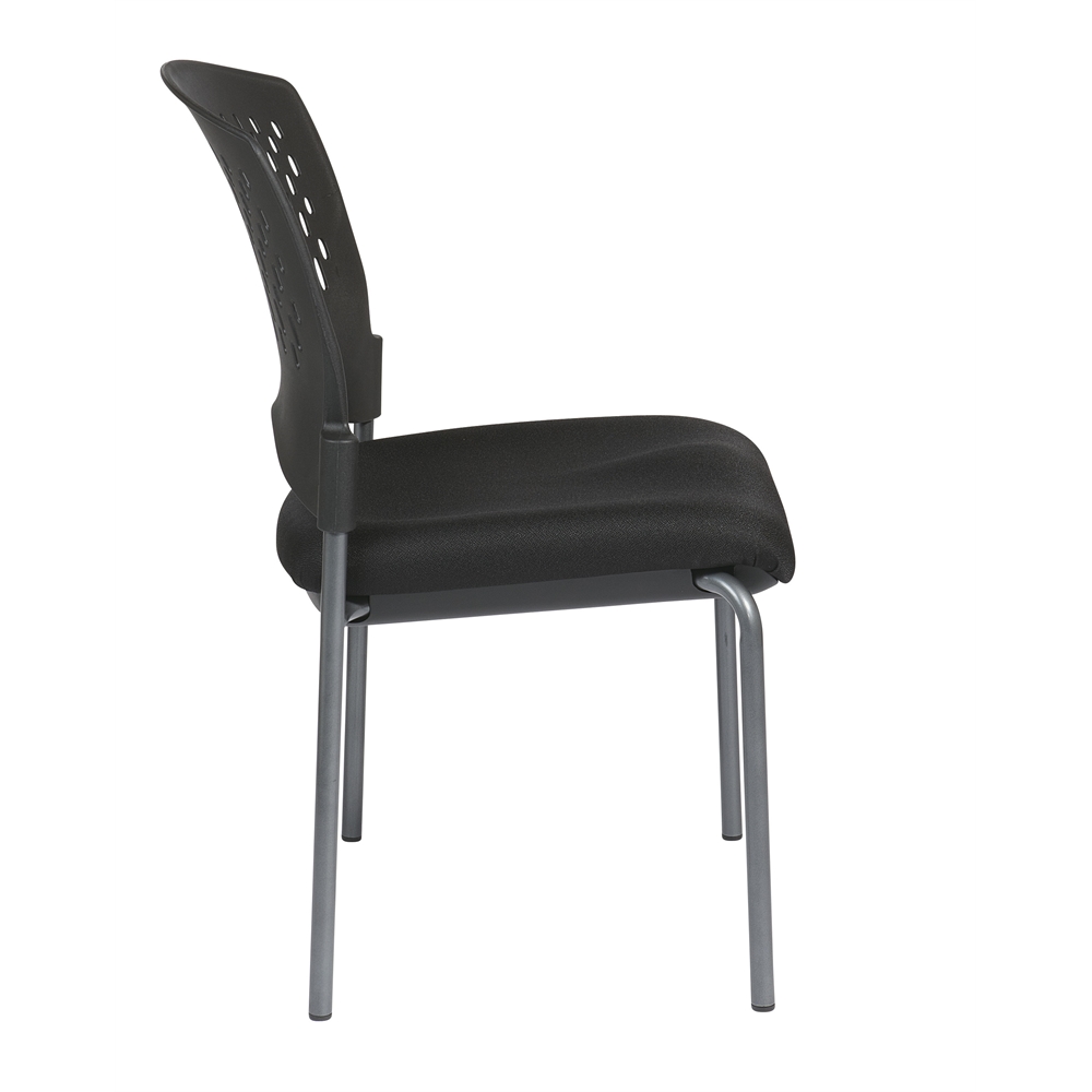 Titanium Finish Armless Visitors Chair with Ventilated Plastic Wrap Around Back. Picture 2