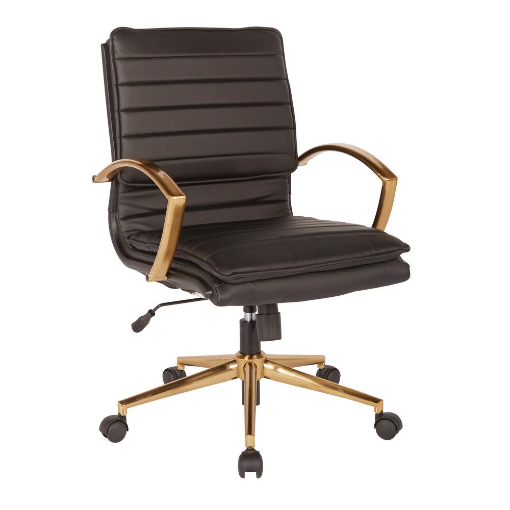 Mid-Back Faux Leather Chair. Picture 1