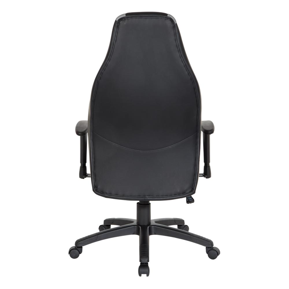 Commander Gaming Chair in Black Faux Leather and Grey Accents, CMD25-GRY. Picture 5
