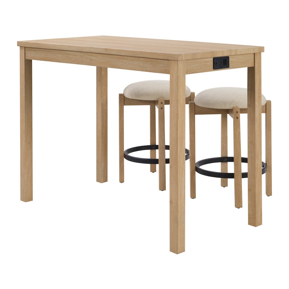 Melissa 3-PC  Counter Height Table Dining Set with Power, 2 Stools. Picture 6