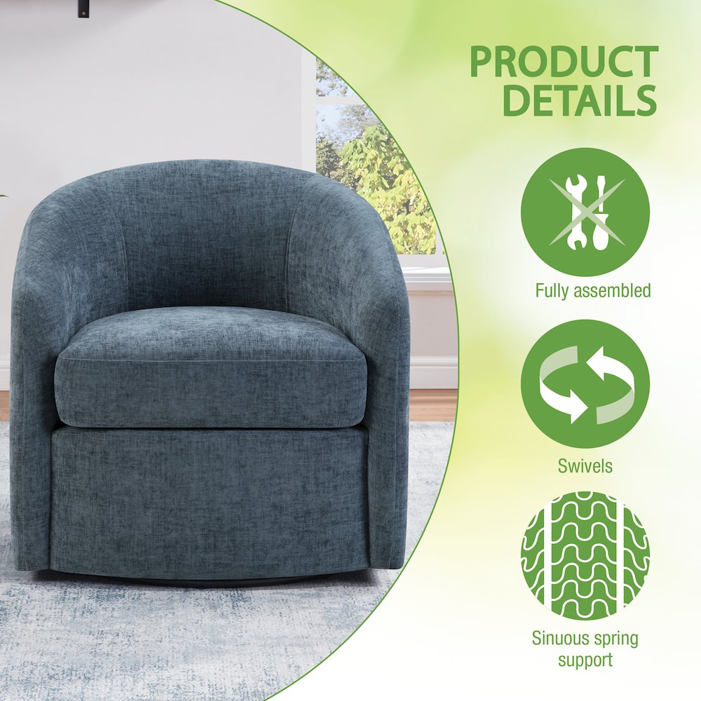 Bella Swivel Chair in Blue Denim. Picture 9
