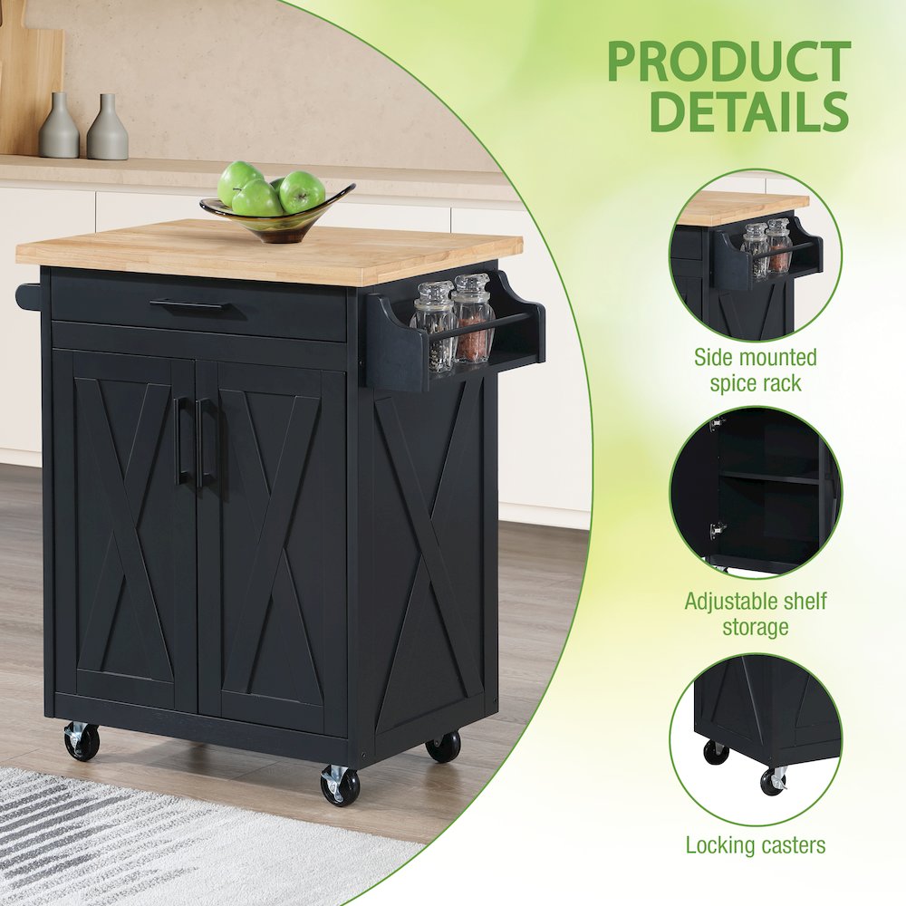 Bolten Kitchen Cart in Black Finish. Picture 12