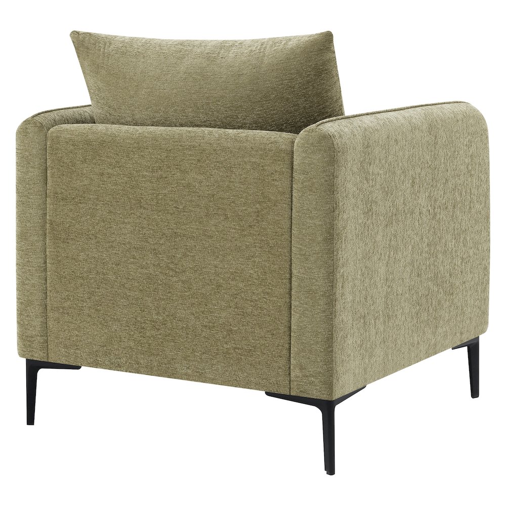 Newhaven Accent Chair in Sea Green Fabric with Black Metal Legs. Picture 6