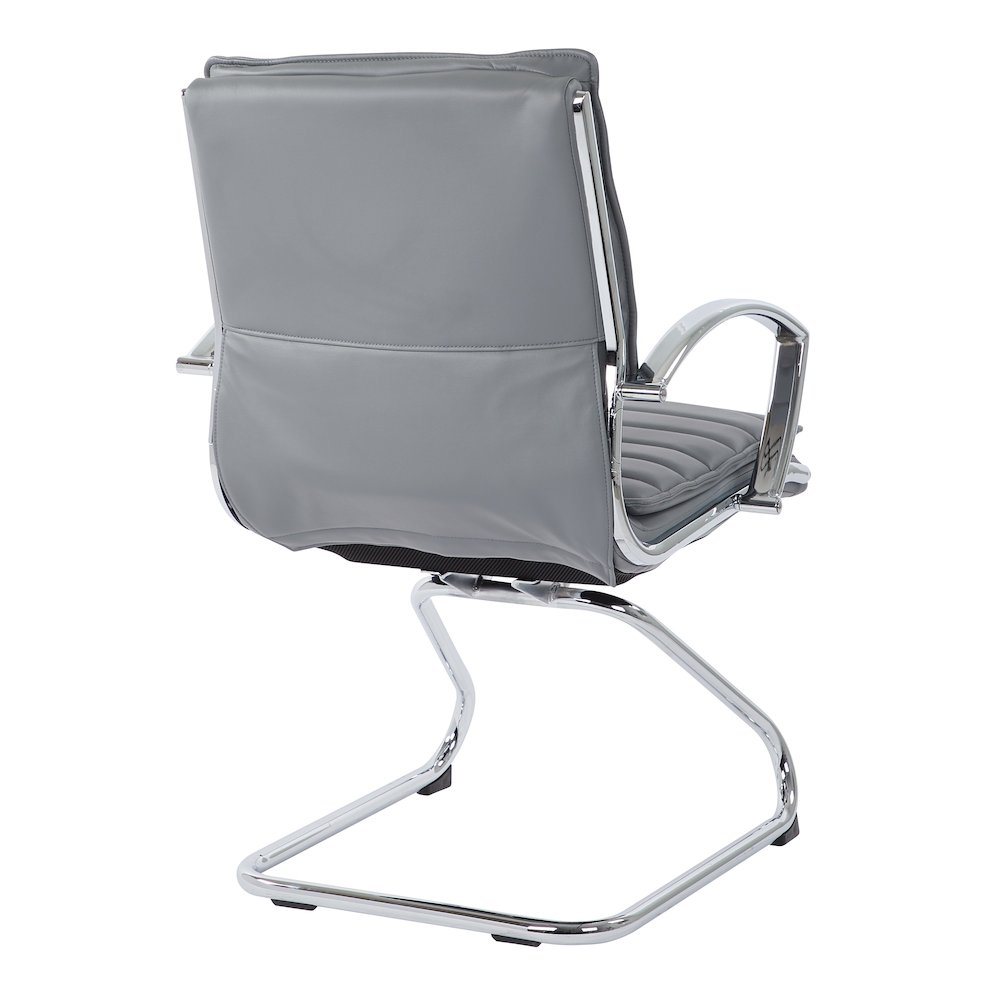 Guest Faux Leather Chair with Chrome Base and Includes Removable Arm Sleeves. Picture 6