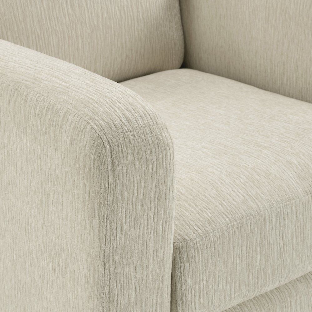 Venus Club Chair in Cream Fabric and Medium Espresso Legs. Picture 9