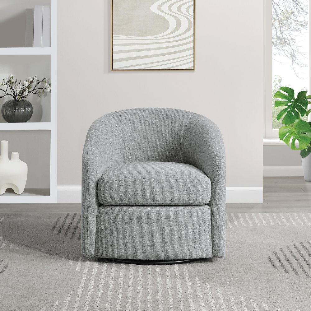 Bella Swivel Chair in Dove Grey Fabric. Picture 6
