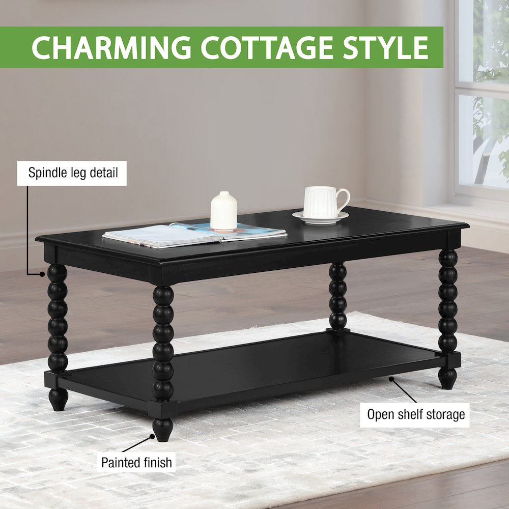 Elise Coffee Table in Black Finish. Picture 8