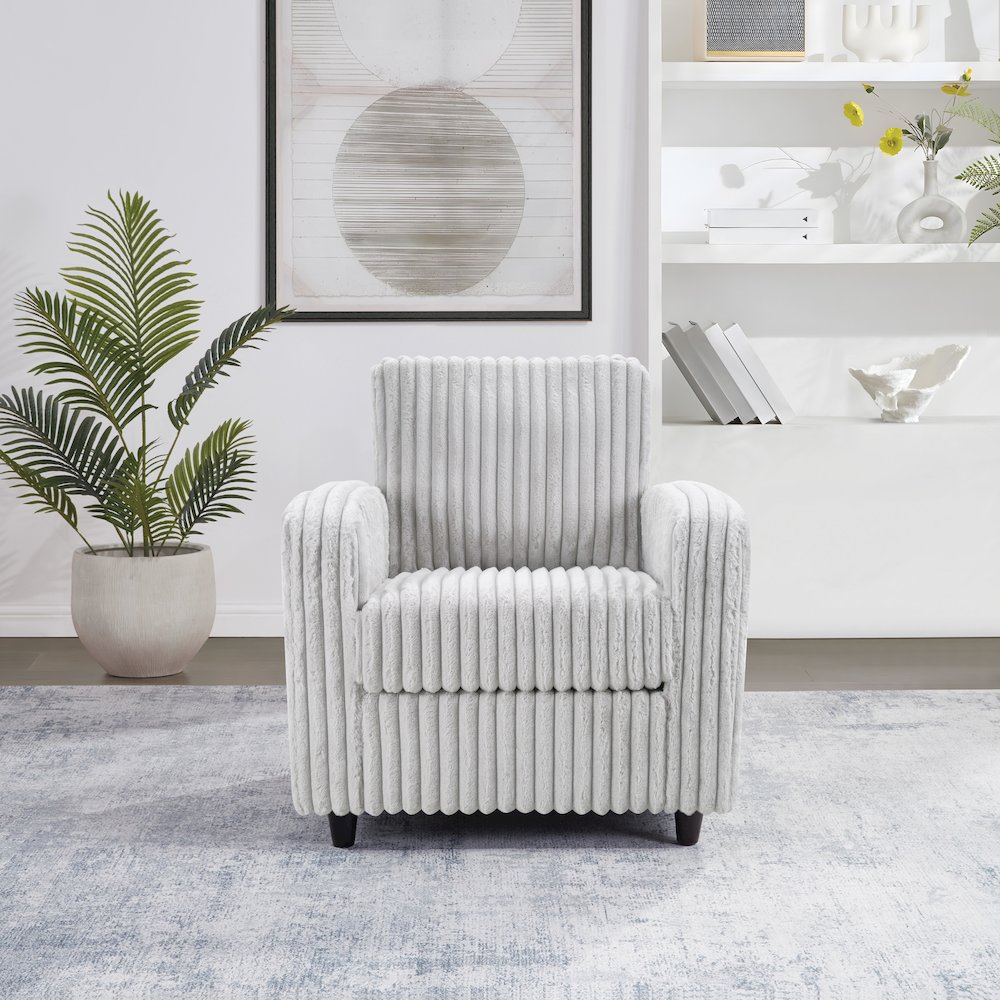 Venus Club Chair in Fog Cord Fabric and Dark Espresso Finish Legs. Picture 8