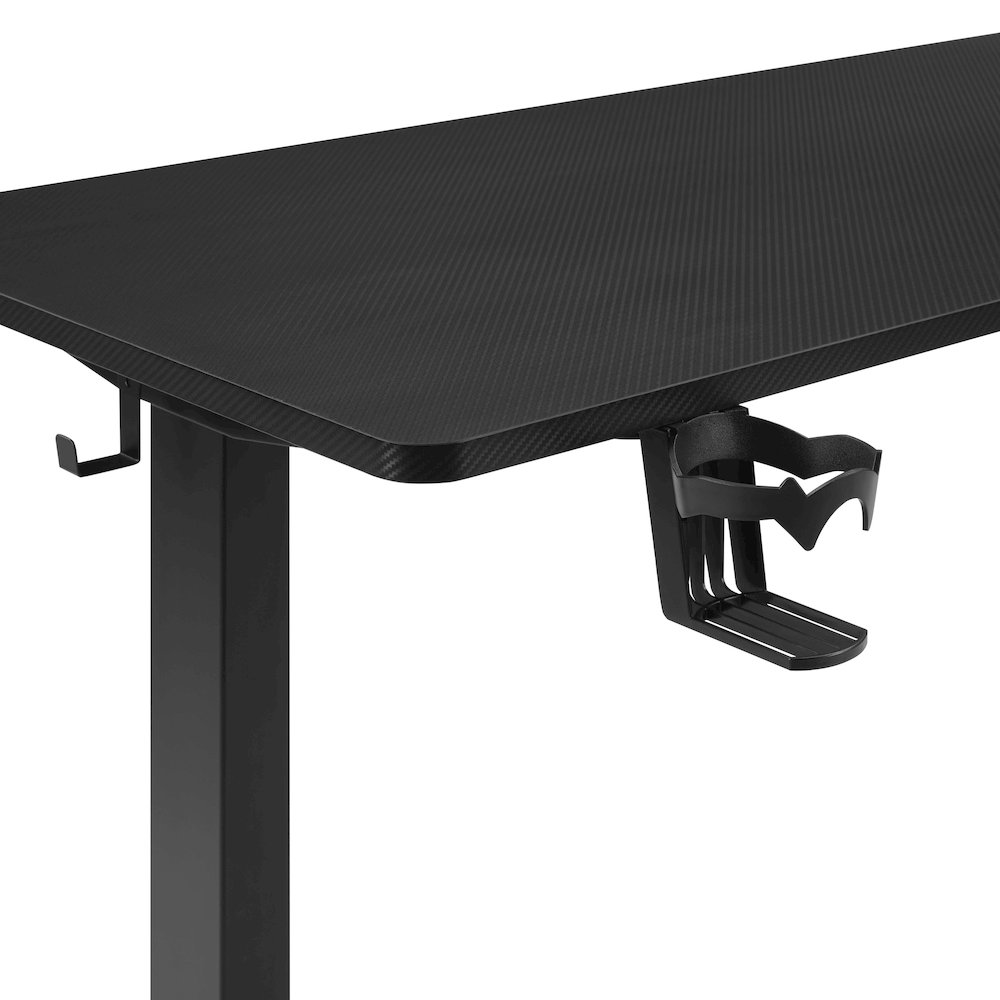 Primo 48" Electric Height Adjustable Gaming Desk in Black Carbon Fiber Finish. Picture 11