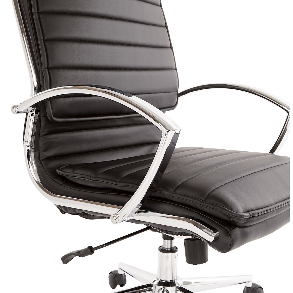 Mid-Back Manager’s Faux Leather Chair with Chrome Base, Removable Arm Sleeves.. Picture 10
