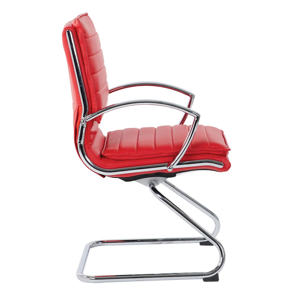 Guest Faux Leather Chair with Chrome Base and Includes Removable Arm Sleeves. Picture 5