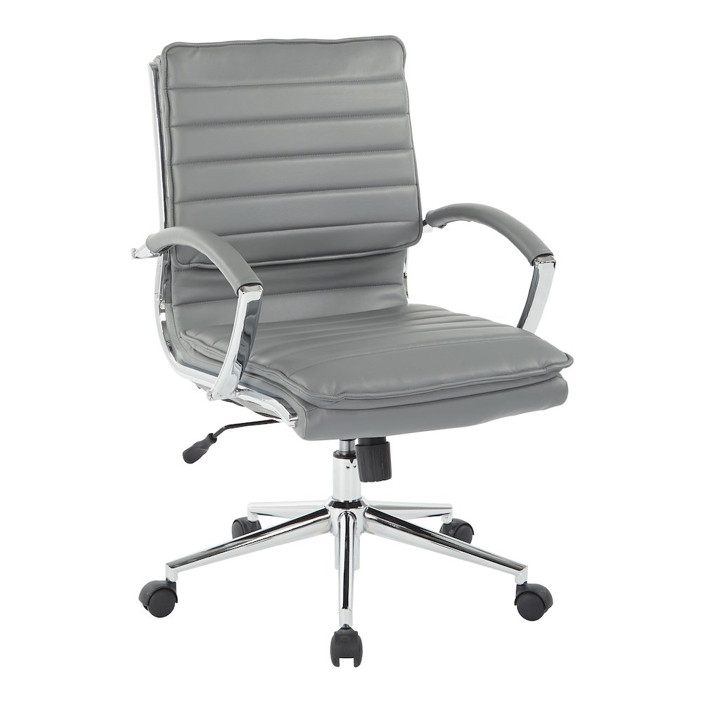 Mid-Back Manager’s Faux Leather Chair with Chrome Base, Removable Arm Sleeves.. Picture 3