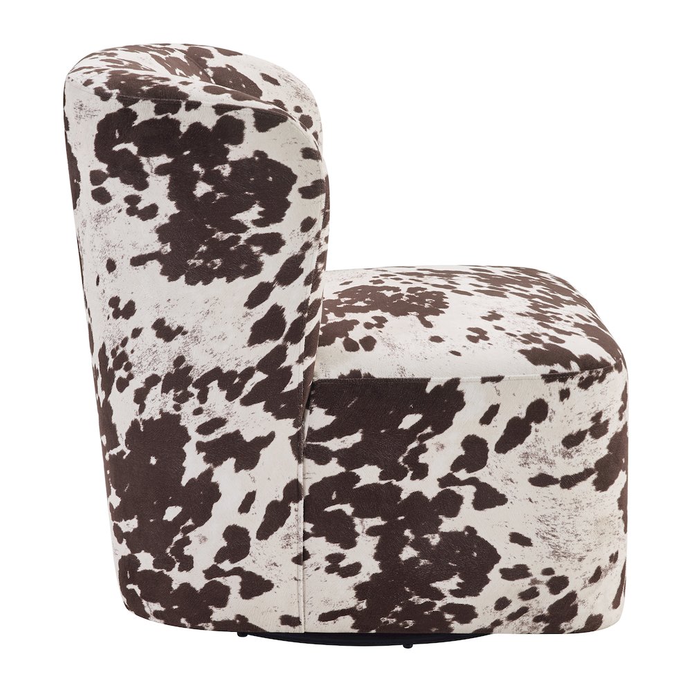 Lucia Swivel Chair in Brown Cow Fabric. Picture 4