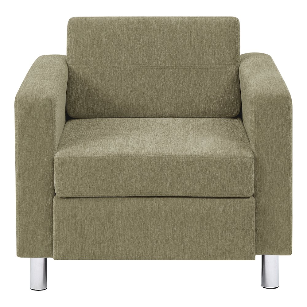 Pacific Armchair in Sea Green Fabric with Chrome Legs. Picture 4