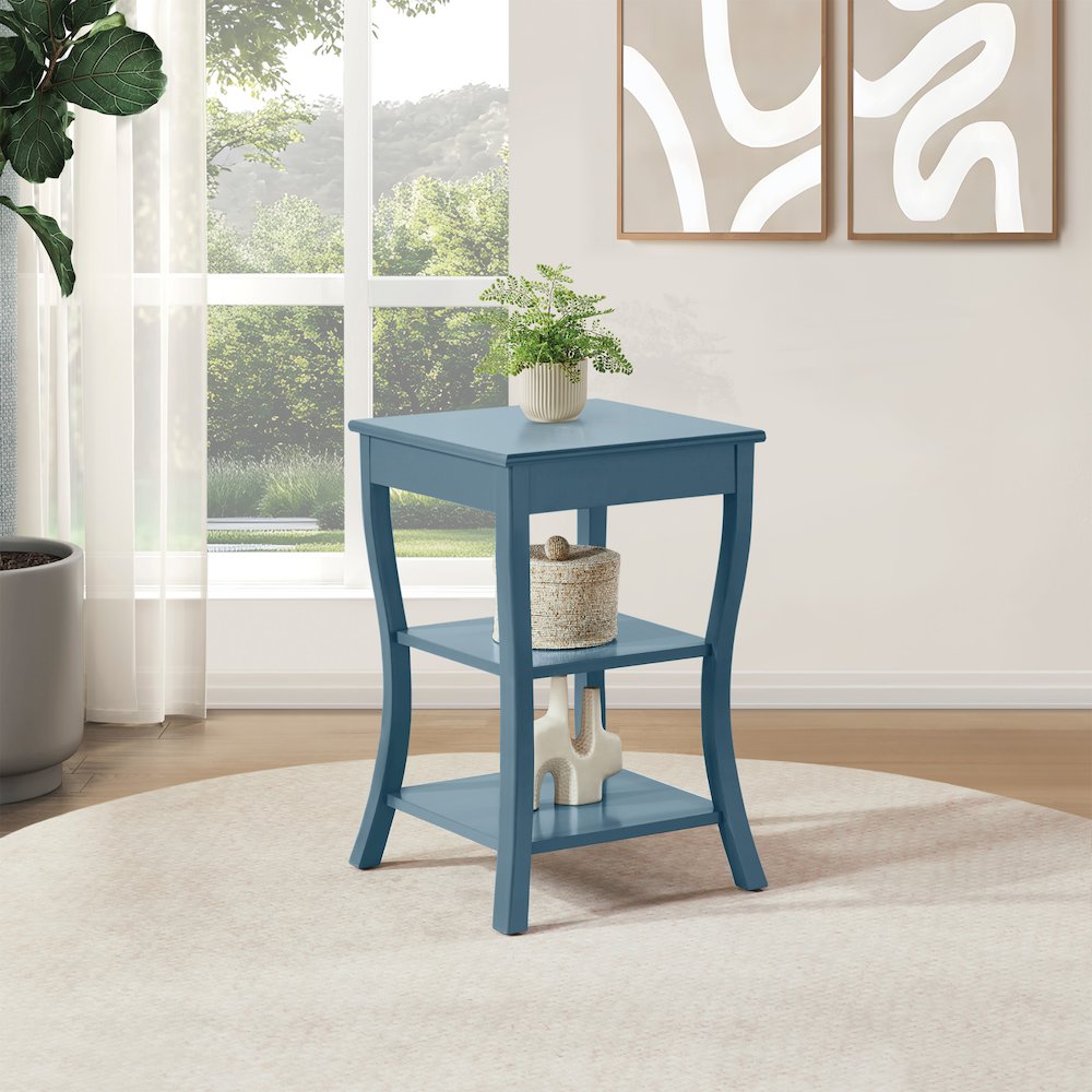 Golden Side Table in Blue Wood Finish. Picture 7