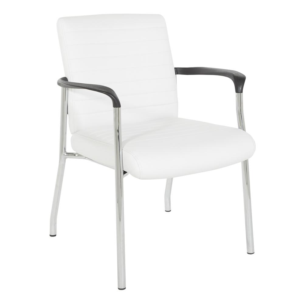 Guest Chair in White Faux Leather with Chrome Frame, FL38610C-U11. Picture 1