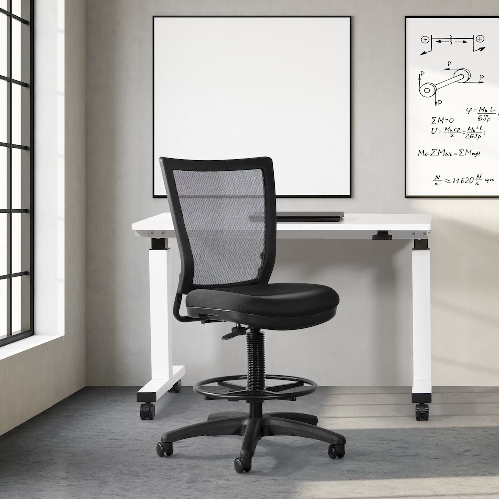 Soft PU Padded Back Frame with Breathable ProGrid Mesh Back Drafting Chair. Picture 7