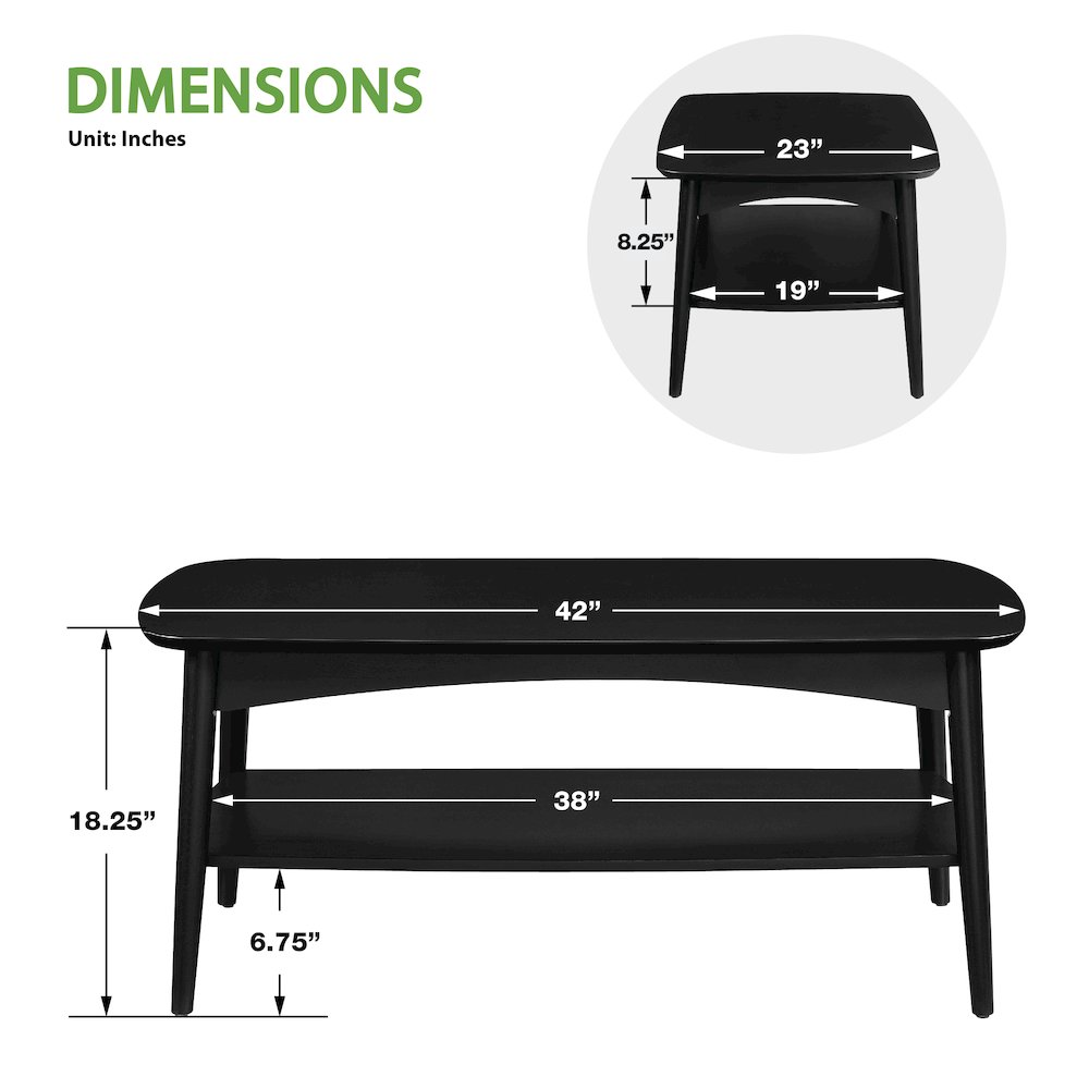 Copenhagen Coffee Table in Black Finish. Picture 3