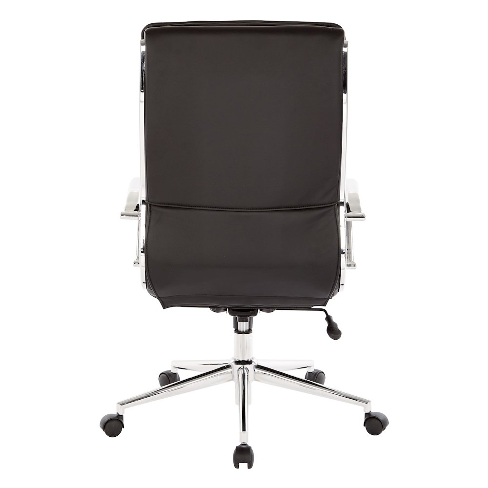 High Back Manager's Faux Leather Chair with Chrome Base, Removable Arm Sleeves. Picture 6