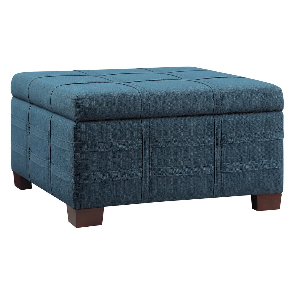 Detour Strap Square Storage Ottoman in Azure Fabric, DTR3030S-K14. Picture 1