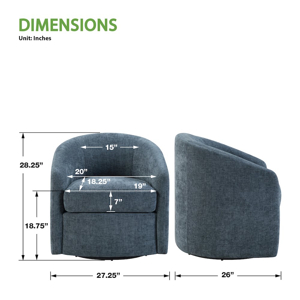 Bella Swivel Chair in Blue Denim. Picture 6