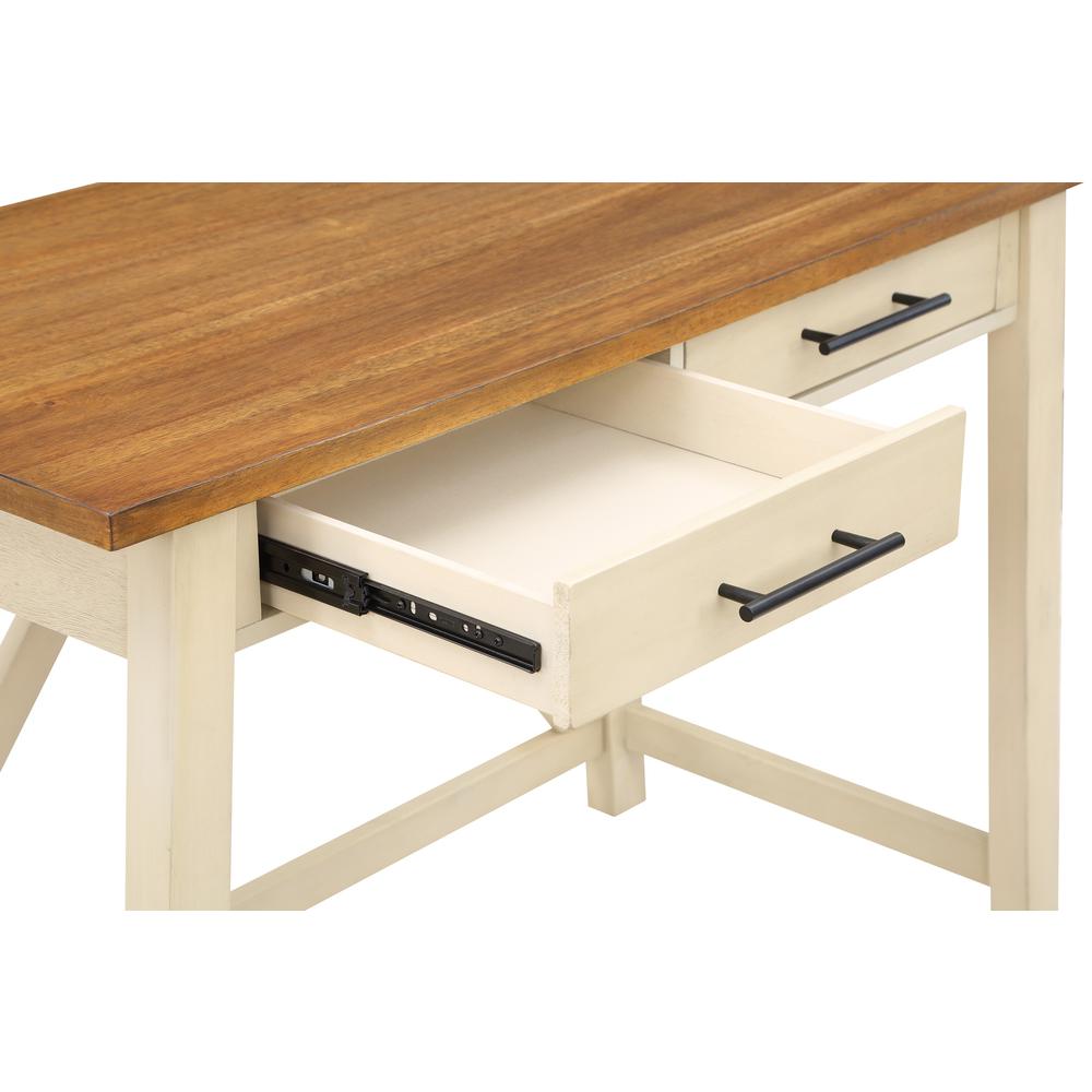 Milford Rustic Writing Desk w/ Drawers in Antique White Finish. Picture 8